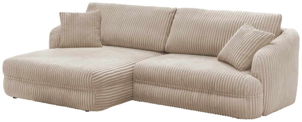Ecksofa Lush, Sandfarben Schenkel: 161x284 cm - Sandfarben/Schwarz, Design, Textil (161/284cm) - Livetastic