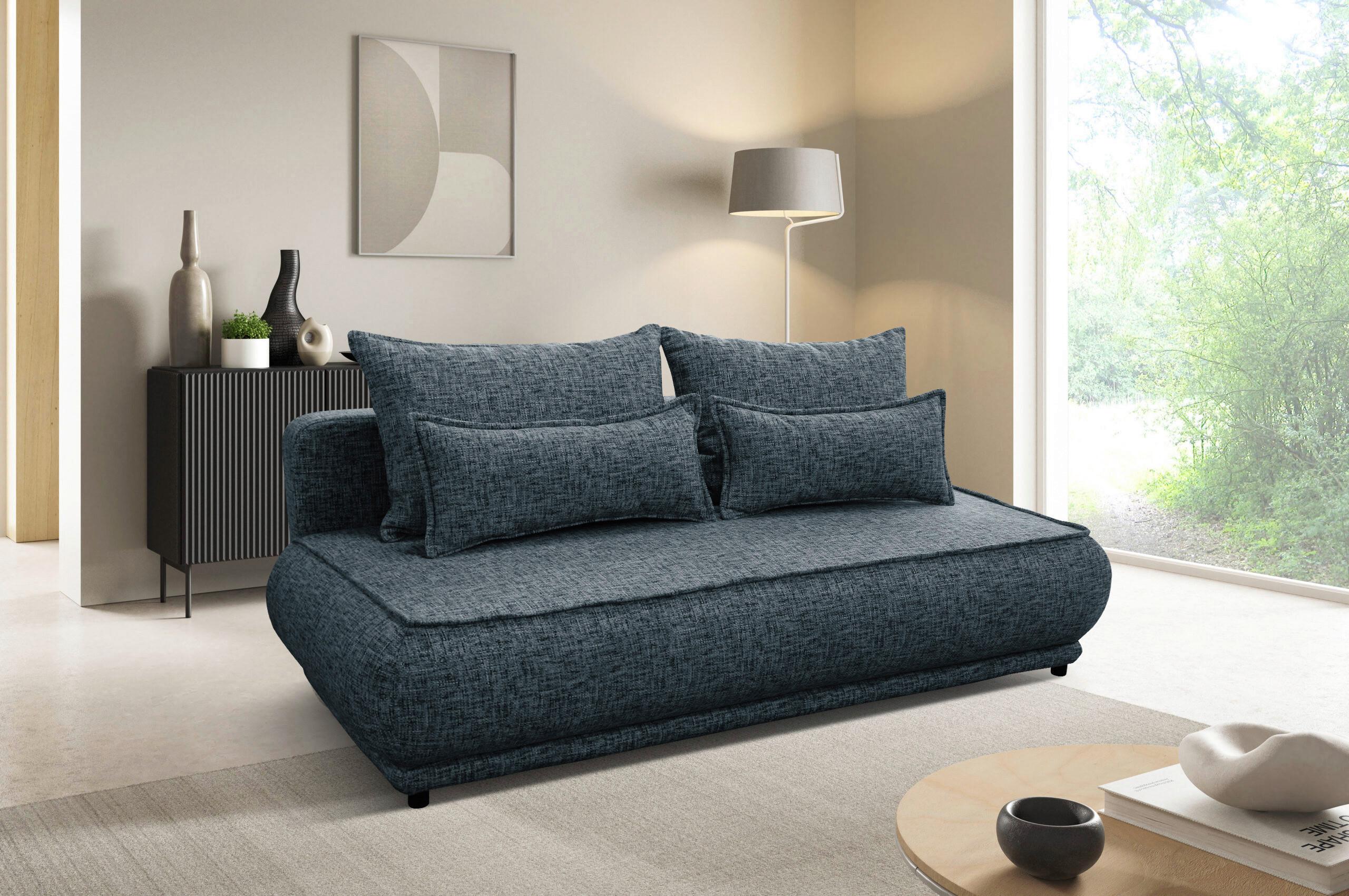 Schlafsofa Paros Blau B: 214 cm - Blau/Beige, Design, Textil (214/96/105cm) - MID.YOU