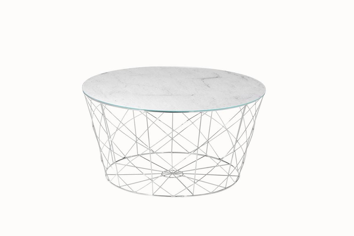 Couchtisch Weiß, Chromfarben L: 80 Cm - Chromfarben/Weiß, Design, Glas/Metall (80/80/45cm) - Livetastic