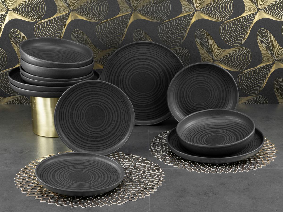 Jedálenský servis 12- dielny - čierna, Modern, keramika (43/40/37,5cm) - Creatable