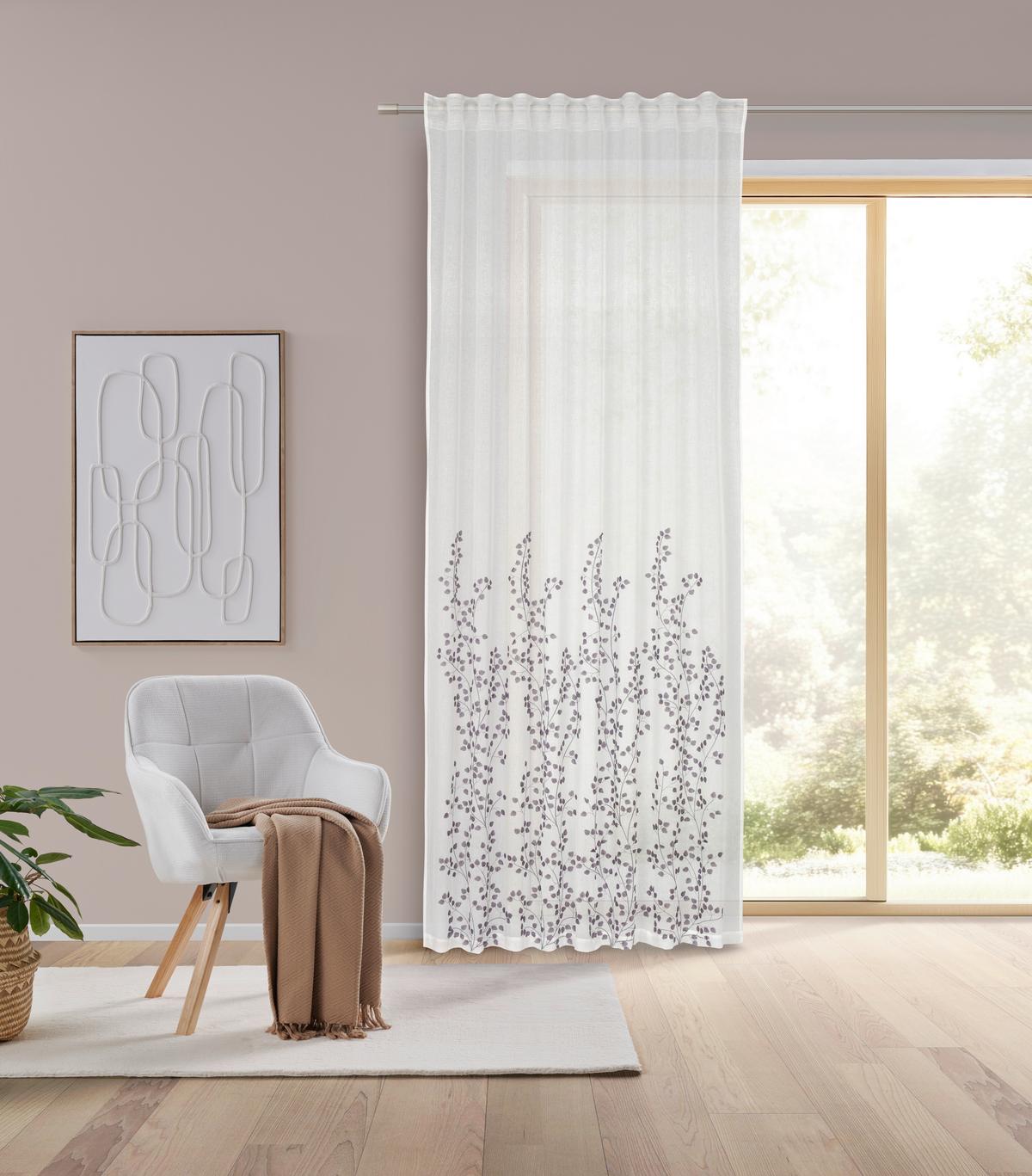 HOTOVÝ ZÁVĚS Livie, 135/245 cm - šedá/bílá, Basics, textil (135/245cm) - Mömax