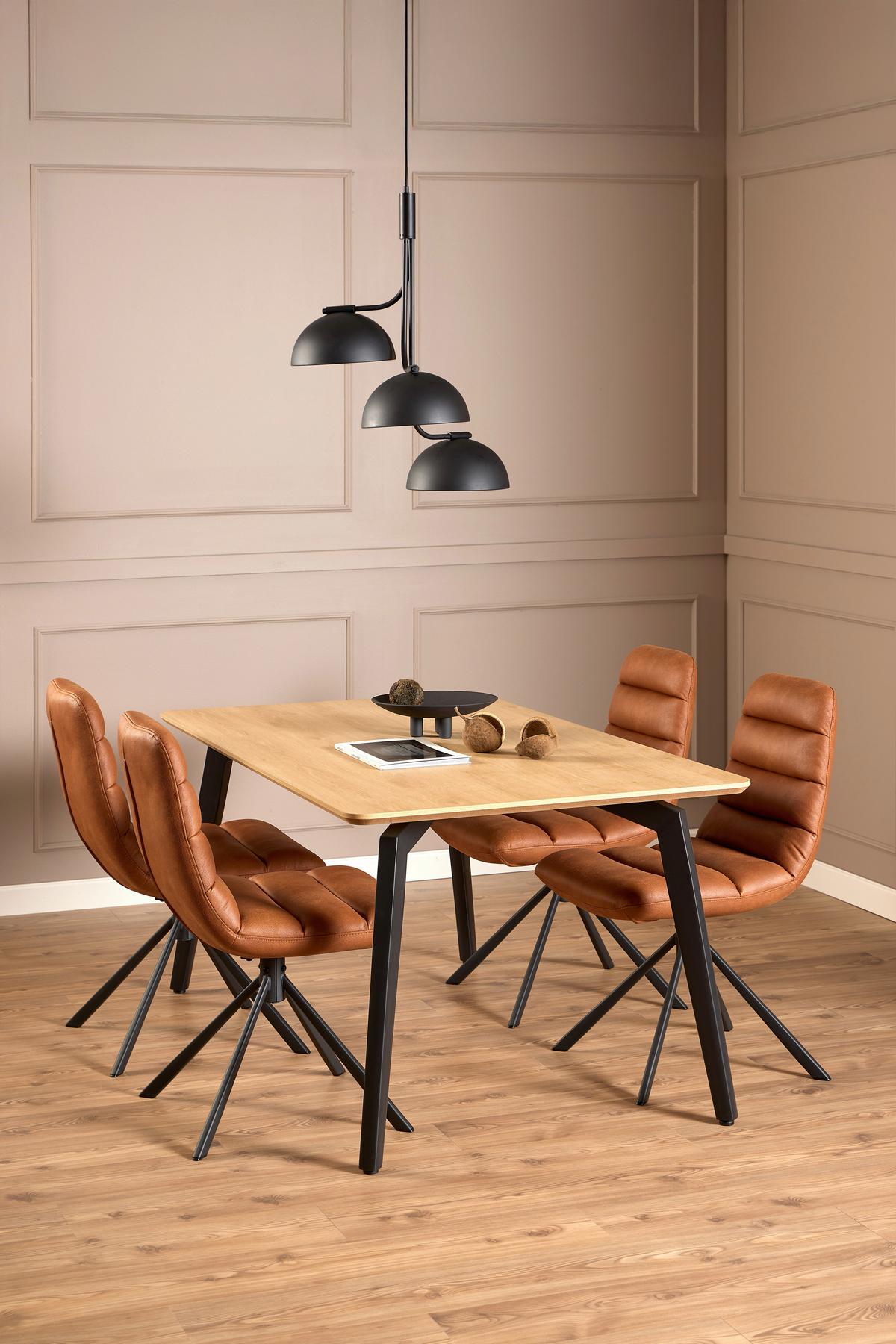 JEDÁLENSKÝ STÔL CADIZ 160 - čierna/prírodná farba, Trend, kov/kompozitné drevo (160/75/90cm) - MID.YOU