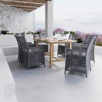 ZÁHRADNÁ SÚPRAVA SIMONE - farba akácie/svetlosivá, Modern, drevo/textil - Bessagi Garden