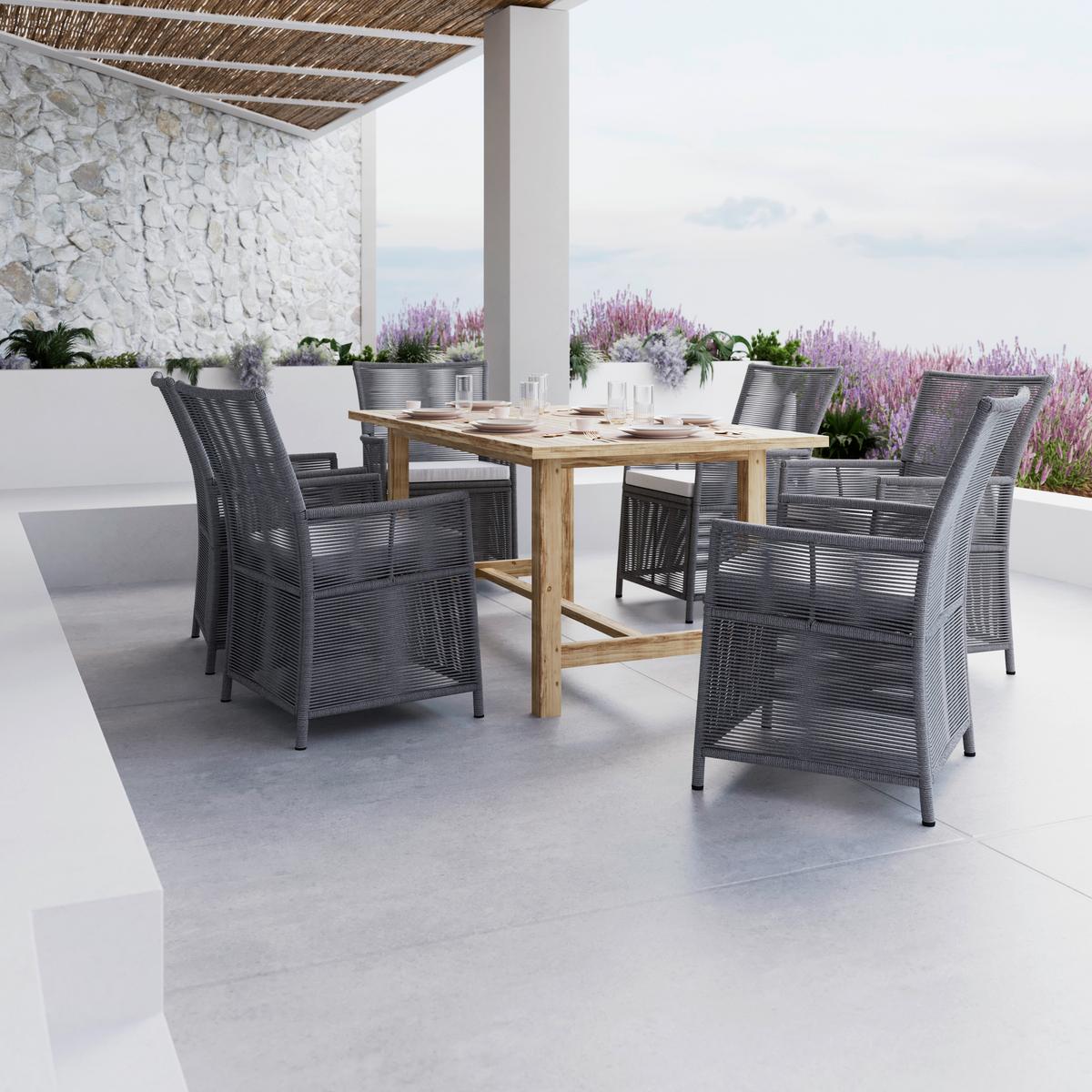 ZÁHRADNÁ SÚPRAVA SIMONE - farba akácie/svetlosivá, Modern, drevo/textil - Bessagi Garden