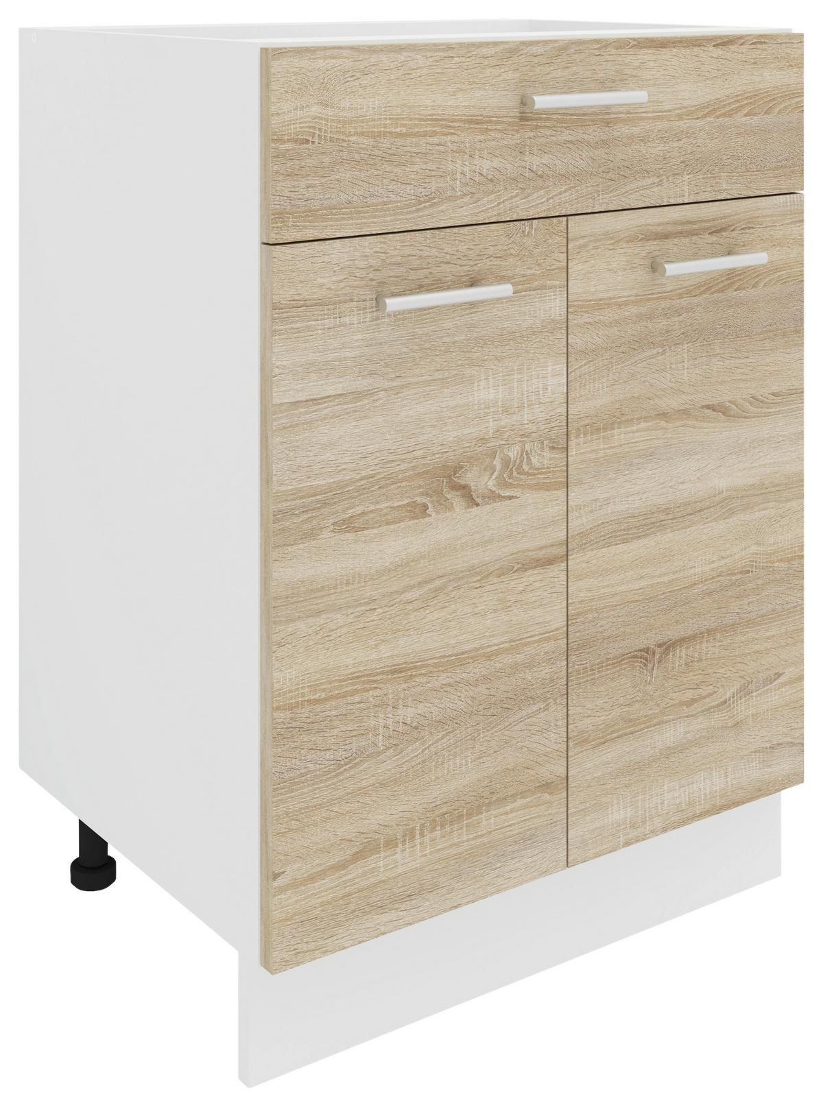 Küchenunterschrank Esilo B: 60 Cm Weiß/eiche Dekor - Weiß/Sonoma Eiche, KONVENTIONELL, Holzwerkstoff (60/82/46cm) - MID.YOU