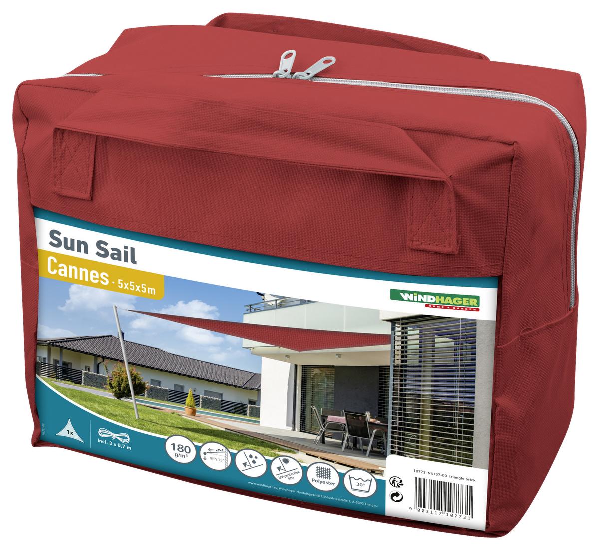 Sonnensegel Dreieckig 5x5x5 m - Dunkelrot, Basics (500/500/500cm)