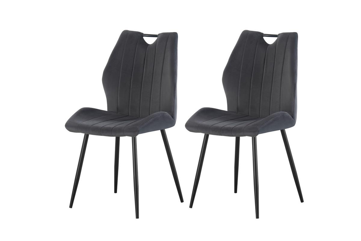 Stuhl-Set Christin Anthrazit B: 52 cm - Anthrazit/Schwarz, MODERN, Textil/Metall (52/75/58cm) - MID.YOU