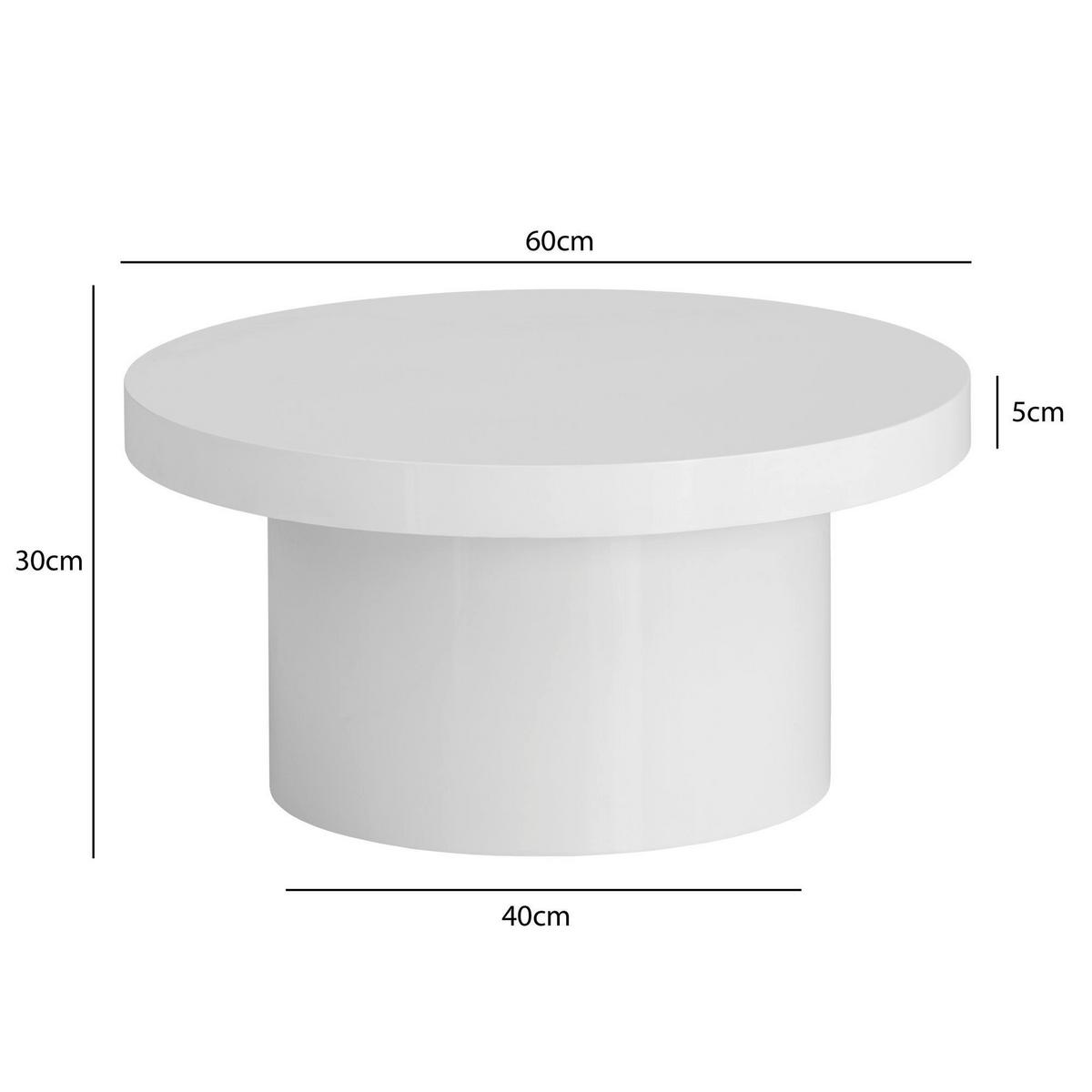 Konferenční stolek p. 60 - bílá/vysoce lesklá bílá, Design, kompozitní dřevo (60/30cm) - Livetastic