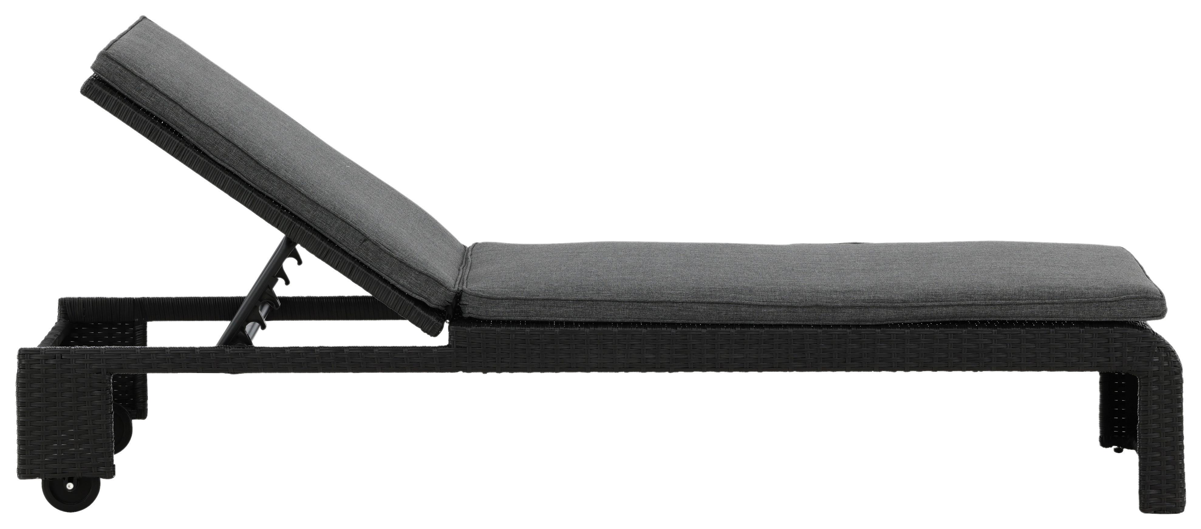 Sonnenliege London Kunststoff verstellbar - Schwarz, KONVENTIONELL, Kunststoff (60/32/196cm) - Gardenson