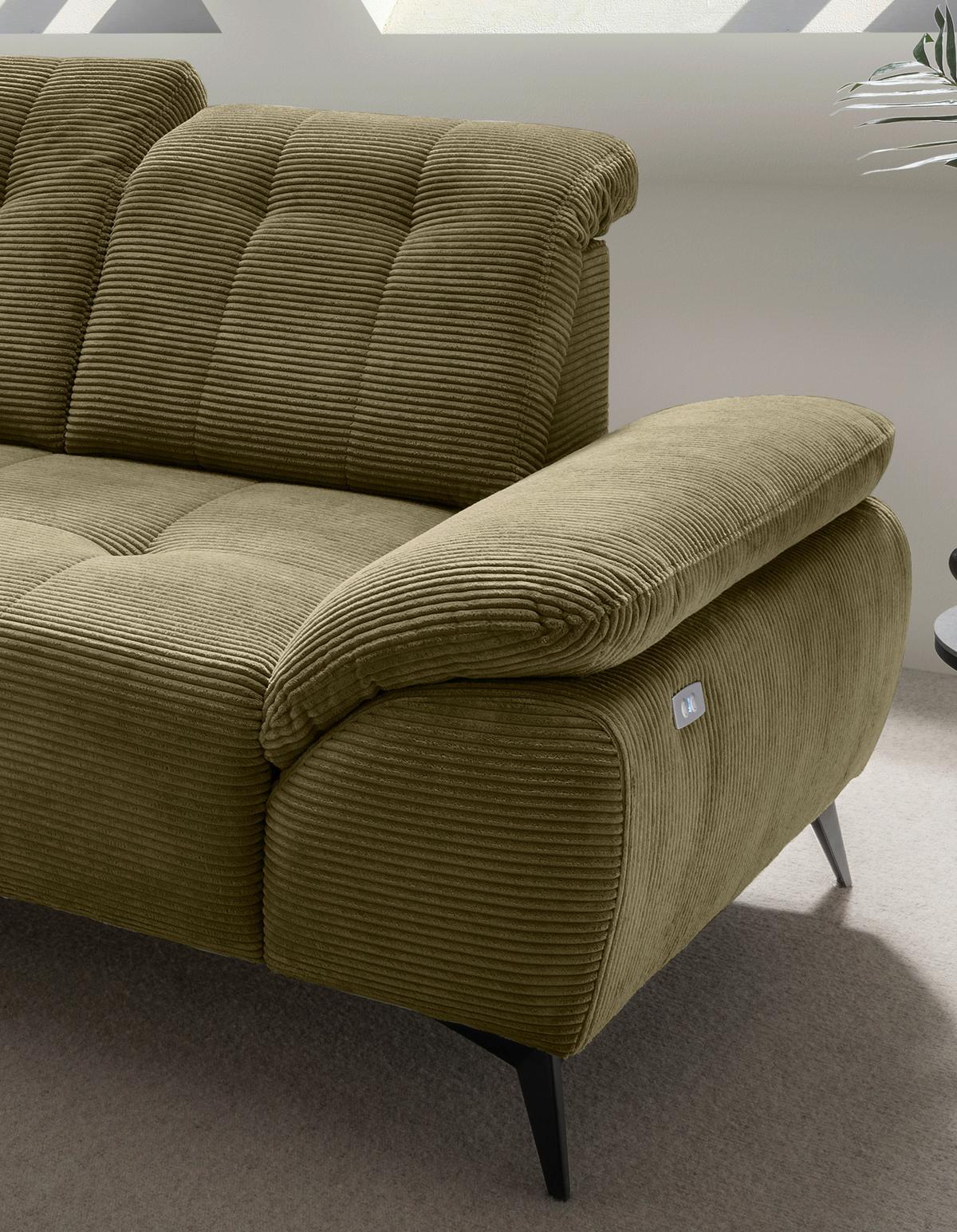 Ecksofa Fiore, Olivgrün S: 200x272 cm - Schwarz/Olivgrün, MODERN, Textil (200/272cm) - Livetastic