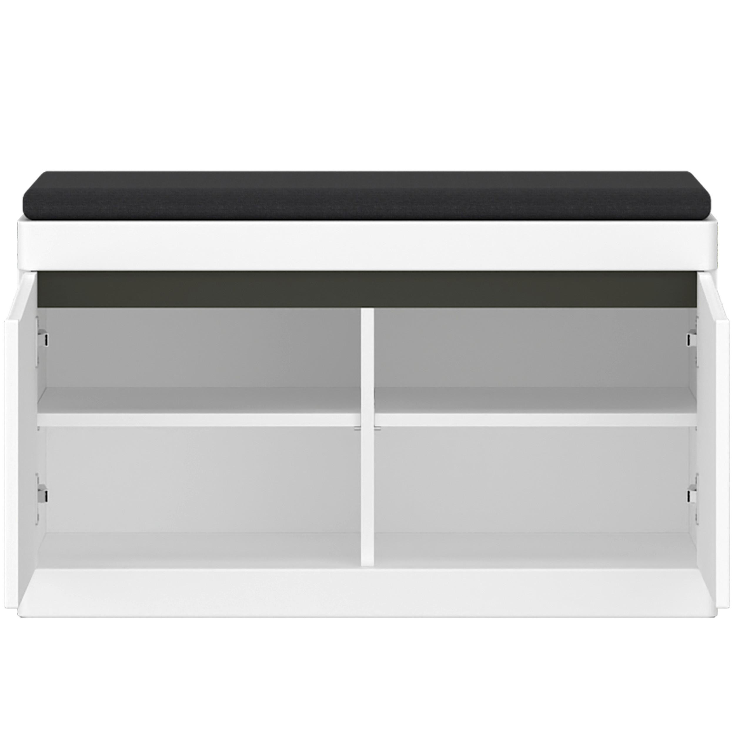 Garderobenbank Turino Neo Alpinweiss B: 86 cm - Dunkelgrau/Weiß, MODERN, Holzwerkstoff (86/49/40cm)