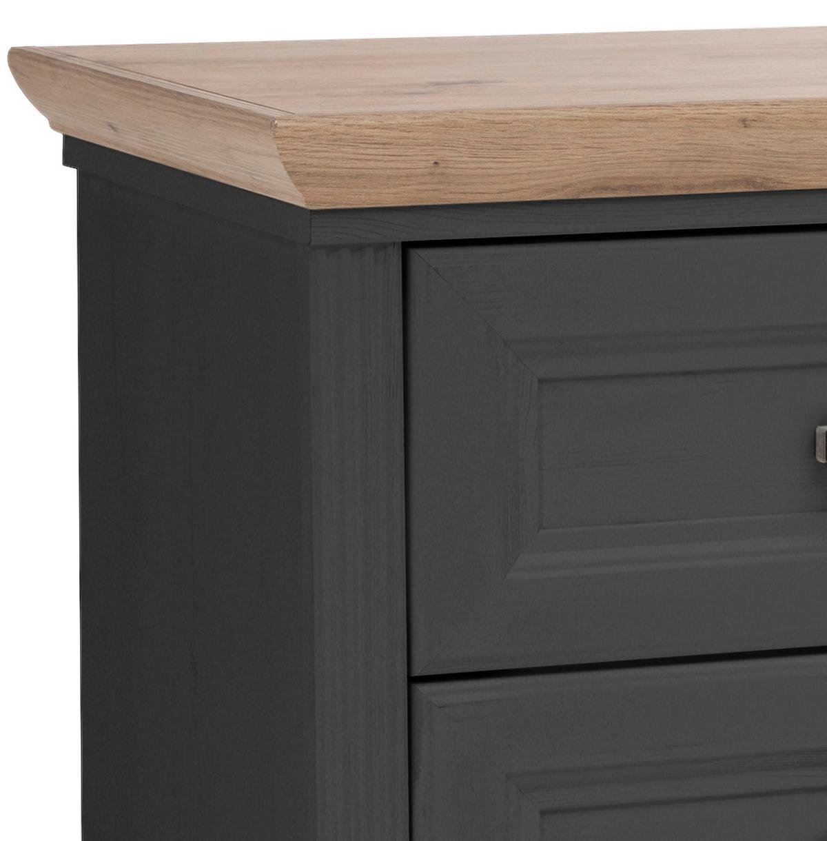 Nachkästchen Graphit/eiche H: 54 Cm Jasmin Ii - Schwarz/Graphitfarben, LIFESTYLE, Holzwerkstoff (64kg)