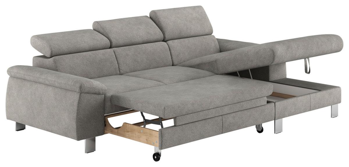 Ecksofa Micky, Grau S: 244x166 cm - Chromfarben/Grau, Design, Textil (244/166cm) - Livetastic
