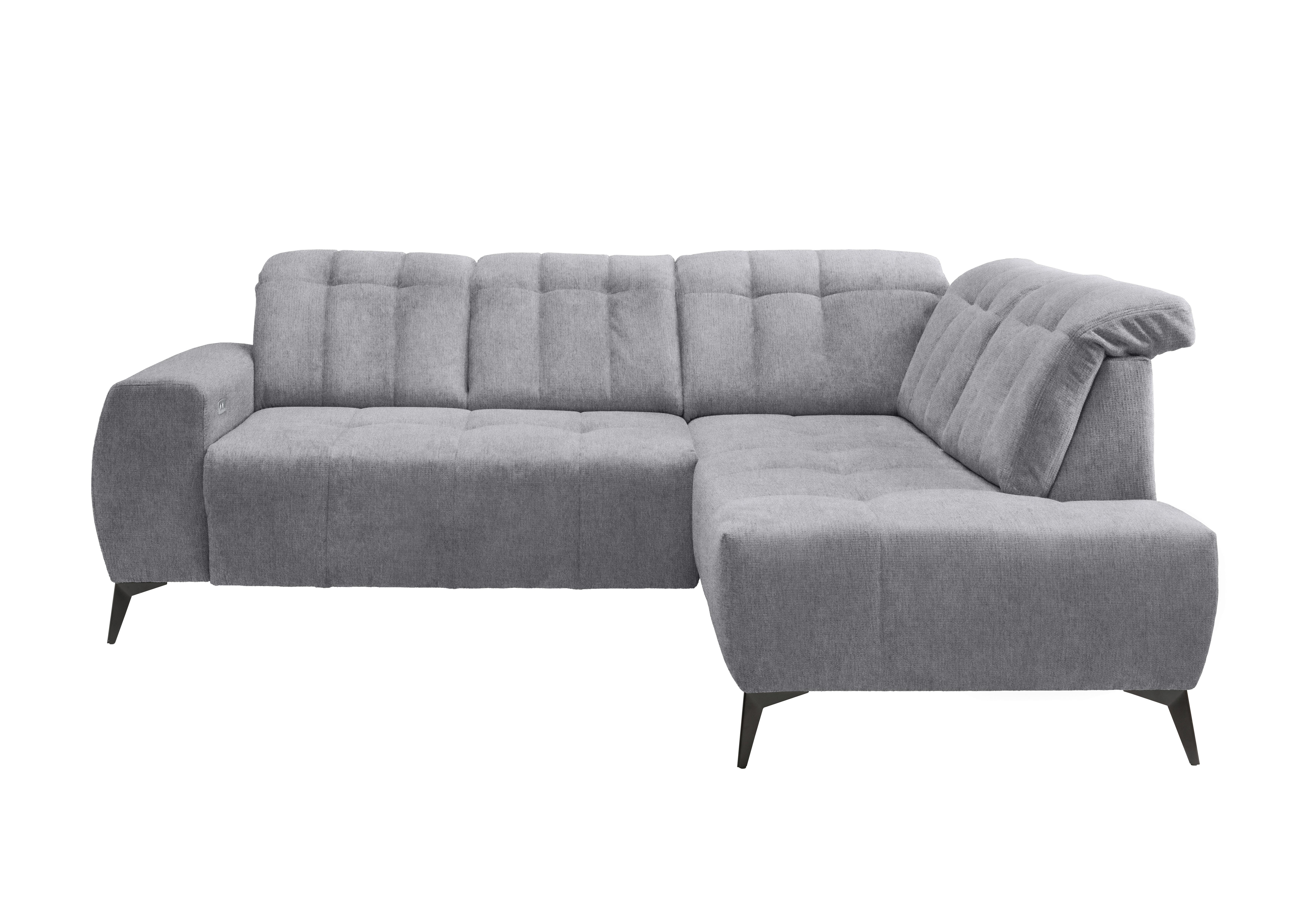 Ecksofa mit USB Anschluss Sano, Hellgrau, S: 261x200 cm - Hellgrau/Schwarz, MODERN, Textil (261/200cm) - Livetastic