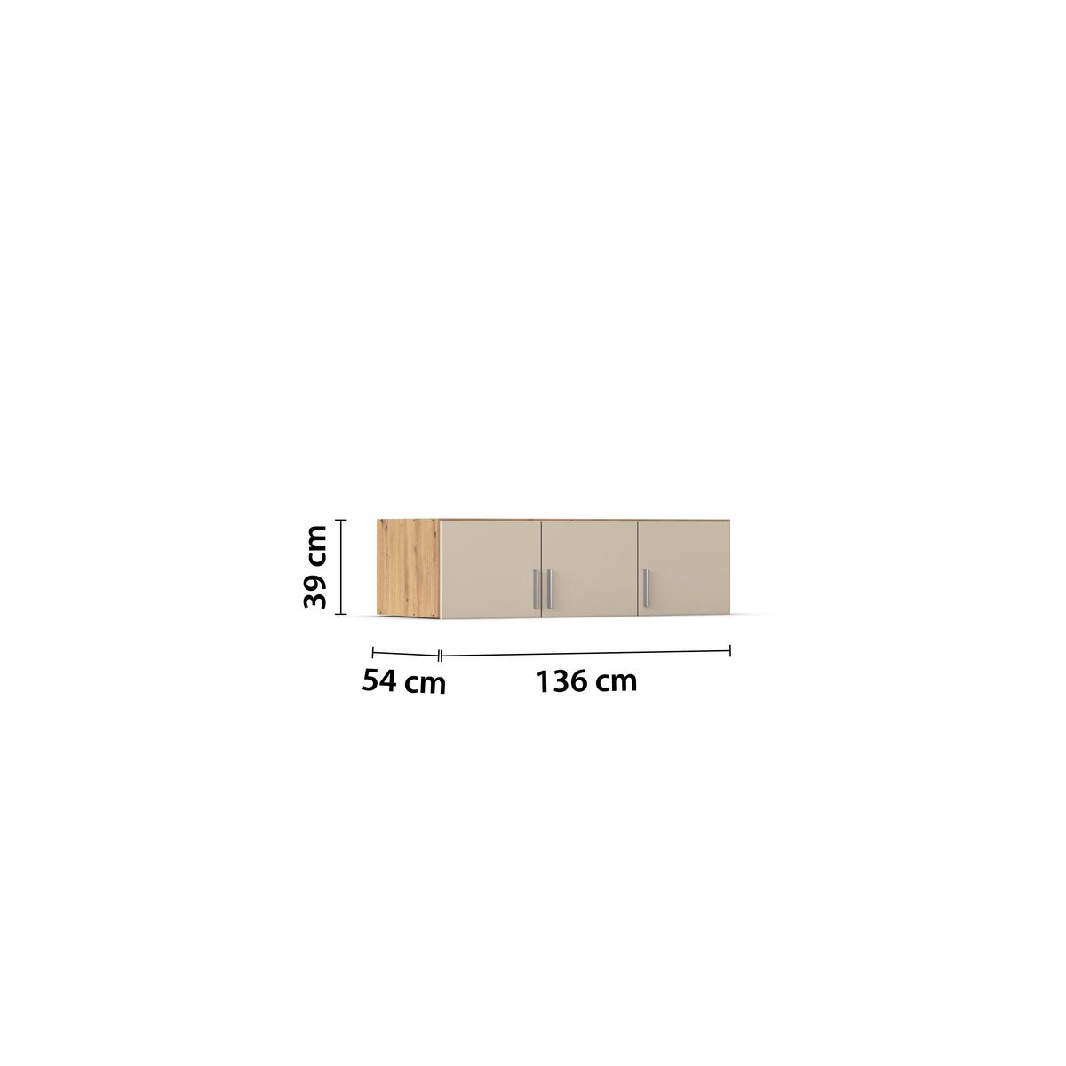 Aufsatzschrank Celle Matt Champagne B: 136 Cm - Champagner/Eiche Artisan, Trend, Holzwerkstoff (136/39/54cm)