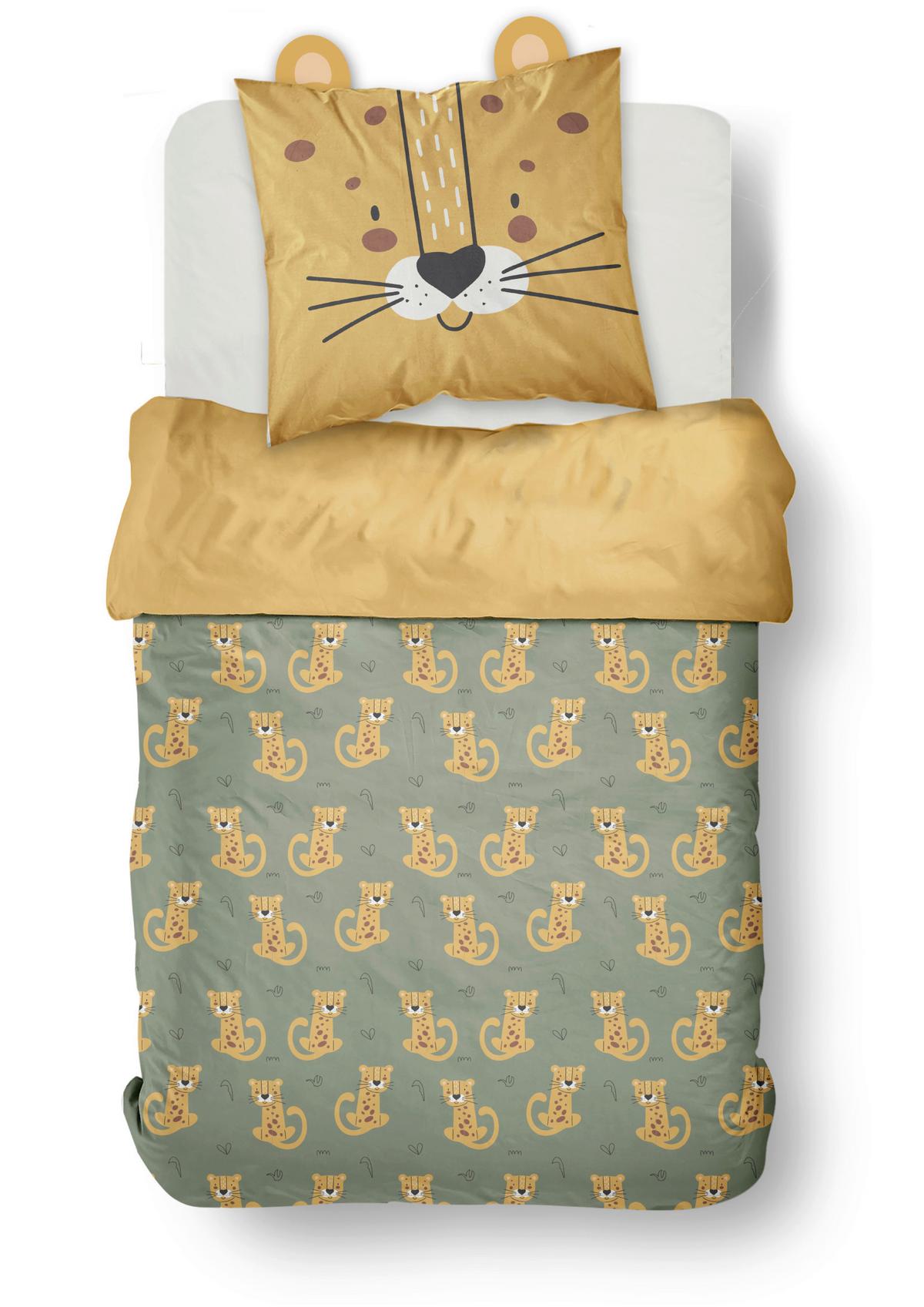 POSTEĽNÁ BIELIZEŇ TIGER - zelená/svetložltá, textil (140/200cm)