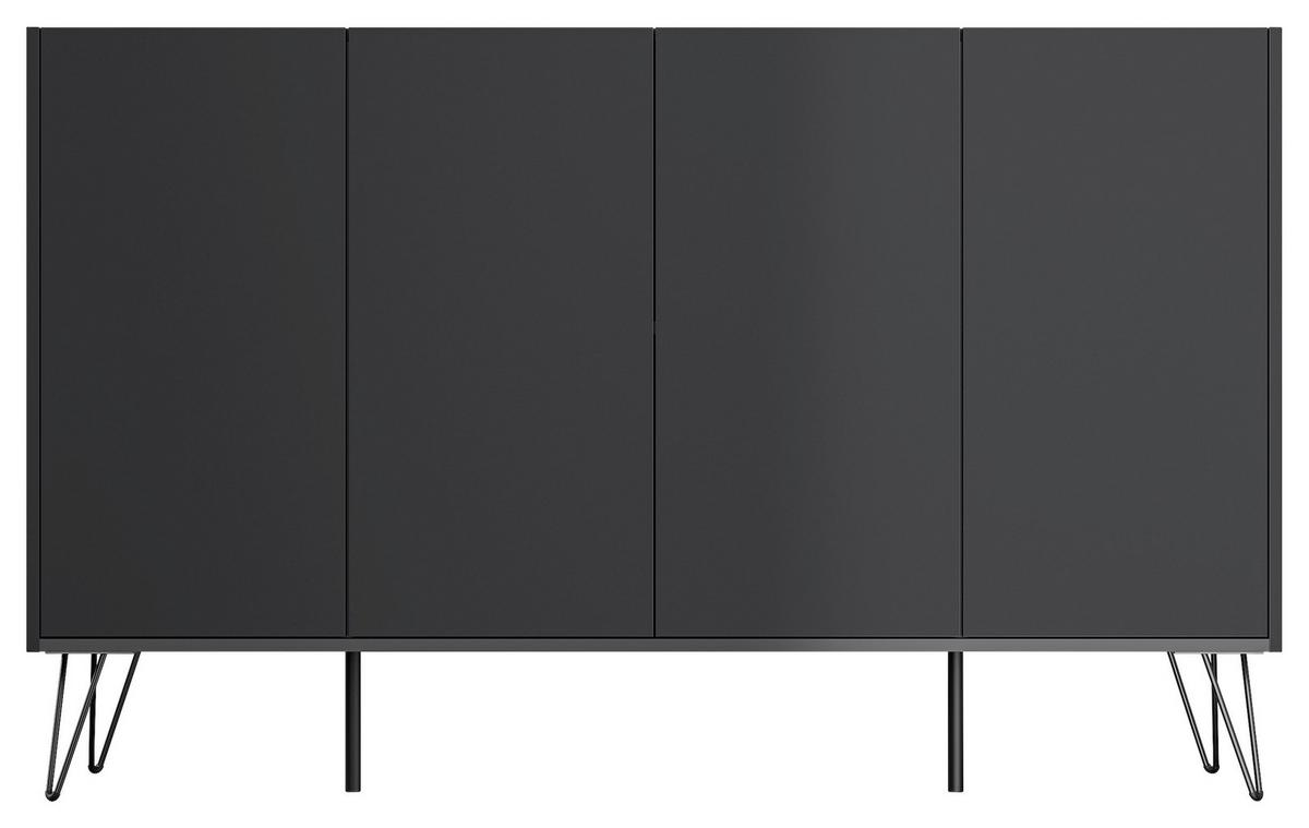 Sideboard Posseik Industrial Graphitfarben B: 155 Cm - Schwarz/Graphitfarben, Design, Holzwerkstoff (155/93,6/42cm) - P & B