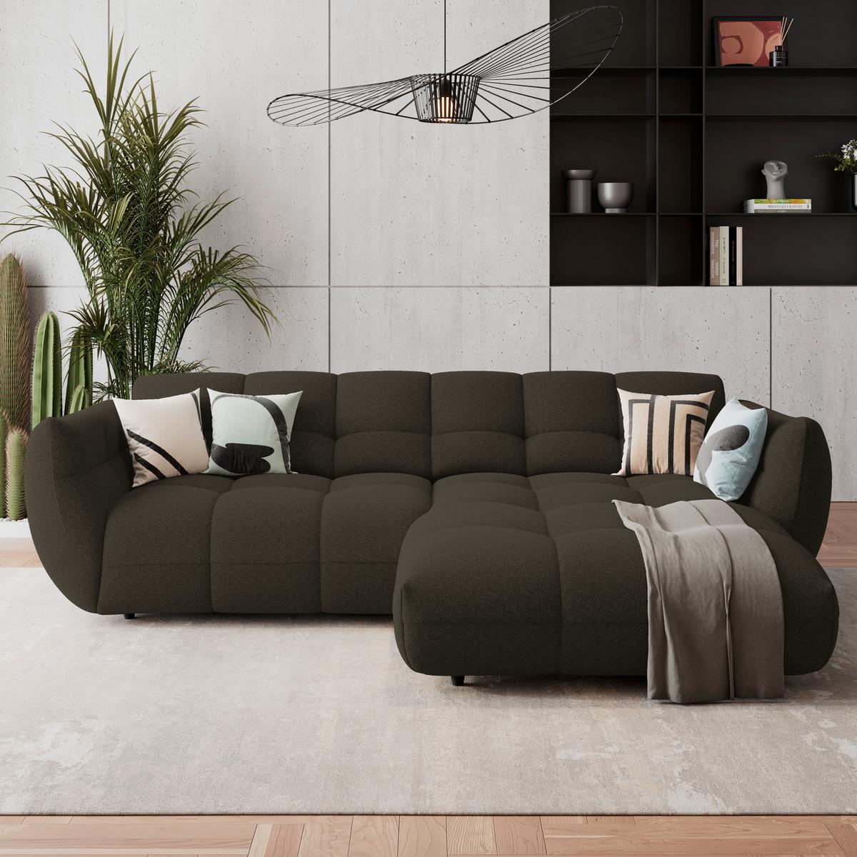 Ecksofa Panda Chenille braun, 280x178cm - Schwarz/Braun, Trend, Textil (280/178cm)
