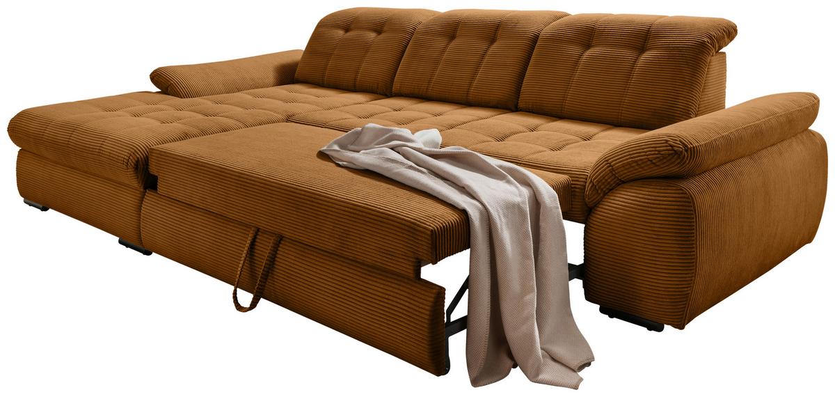 Ecksofa Mit Bettkasten Rigatti Goldfarben 184x314 Cm - Goldfarben/Schwarz, MODERN, Textil (184/314cm) - Livetastic