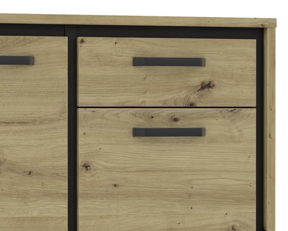 Kommode B 91,4 Cm Trondheim, Eiche Dekor/schwarz - Eichefarben/Schwarz, MODERN, Holzwerkstoff/Kunststoff (91,4/91,2/41,5cm) - MID.YOU