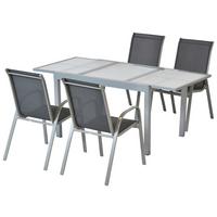 Gartenset Sorrento - Anthrazit/Silberfarben, MODERN, Textil/Metall - Gardenson