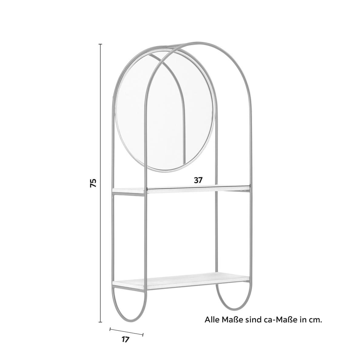 Nástenný regál so zrkadlom LELIA - čierna/zlatá, Modern, kov/drevo (37/75/17cm) - Bessagi Home