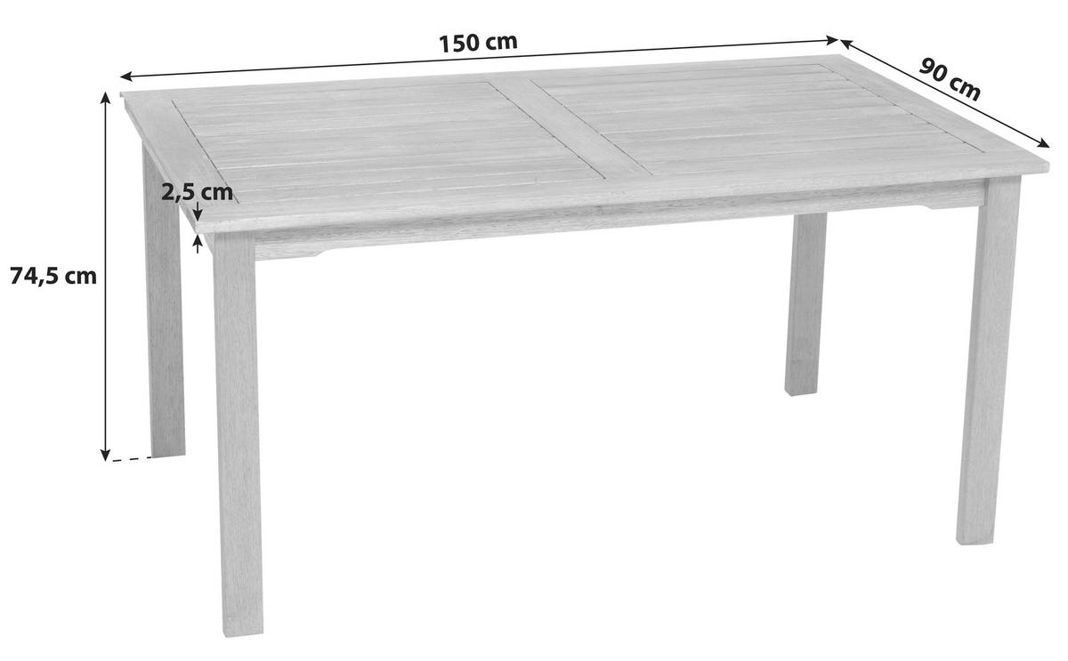 Gartentisch Santos Echtholz Eukalyptusholz 150cm - Naturfarben, Basics, Holz (150/90/74,5cm) - Gardenson