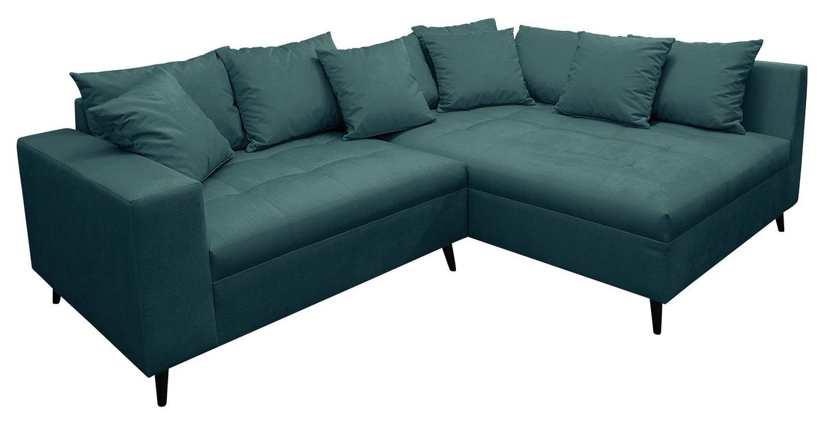 Ecksofa Pruno, Petrol S: 247x174 Cm - Petrol/Schwarz, Design, Textil (247/174cm) - MID.YOU