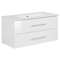 Waschbecken mit Unterschrank Perfekt B: 103 cm Weiß - Weiß, MODERN, Keramik/Holzwerkstoff (103cm) - MID.YOU