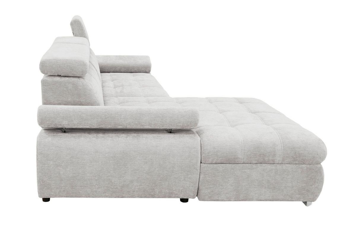 Rohová sedačka VEGAS, levá, světle šedá žinylka - barvy stříbra/světle šedá, Design, dřevo/textil (173/294cm)