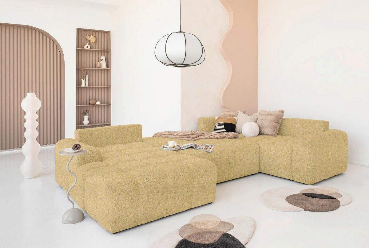 Wohnlandschaft Lulu Gelb U: 184x333x213cm - Gelb/Schwarz, Design, Textil (184/333/213cm) - MID.YOU