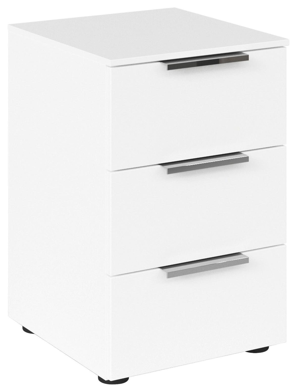 Nachtkästchen Flipp Weiß B: 40 cm - Chromfarben/Schwarz, MODERN, Holzwerkstoff (40/61/42cm) - Rauch Möbel