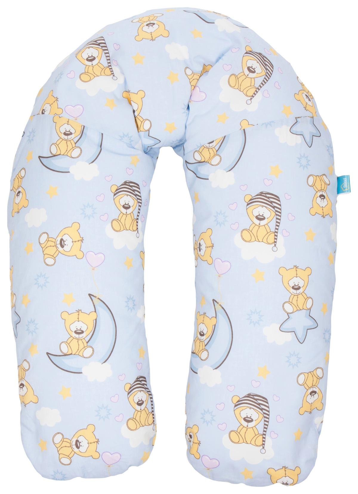 Stillkissen Blumenbär 140 Cm Bezug Waschbar 100% Baumwolle - Blau/Gelb, Textil (140cm) - Fillikid