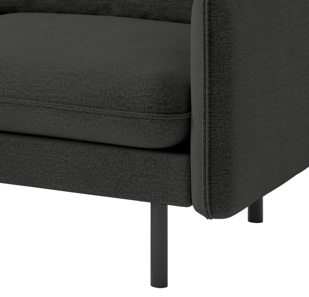 Ecksofa Samos Dunkelgrau S: 204x267 cm - Dunkelgrau/Schwarz, Design, Textil (204/267cm) - Livetastic