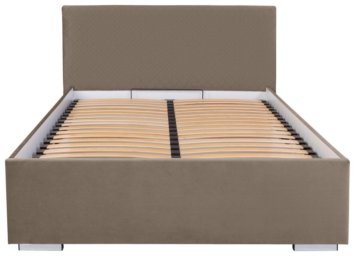 Polsterbett Mit Bettkasten 120x200 Cm Syntia - Chromfarben/Beige, MODERN, Holz/Textil (120/200cm) - MID.YOU