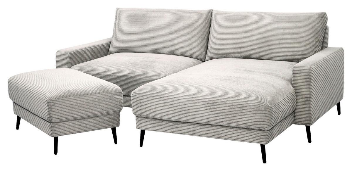 Univerzální sedačka CORA, béžový manšestr - černá/béžová, Moderní, kov/dřevo (223/86/161cm) - Mömax