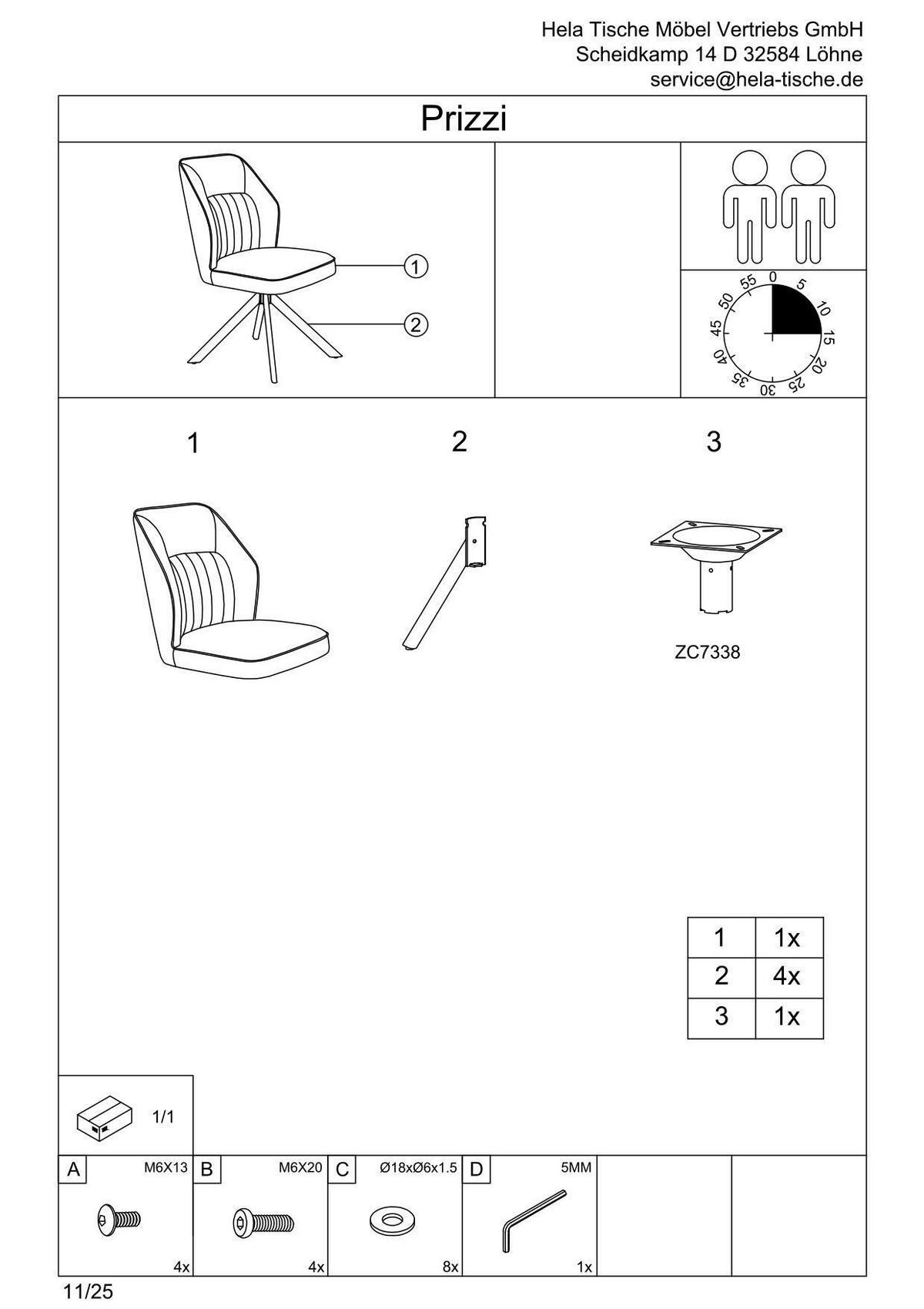 Stuhl-set Prizzi S 2er-Set - Cognac/Schwarz, MODERN, Textil/Metall (51/92/65cm) - MID.YOU