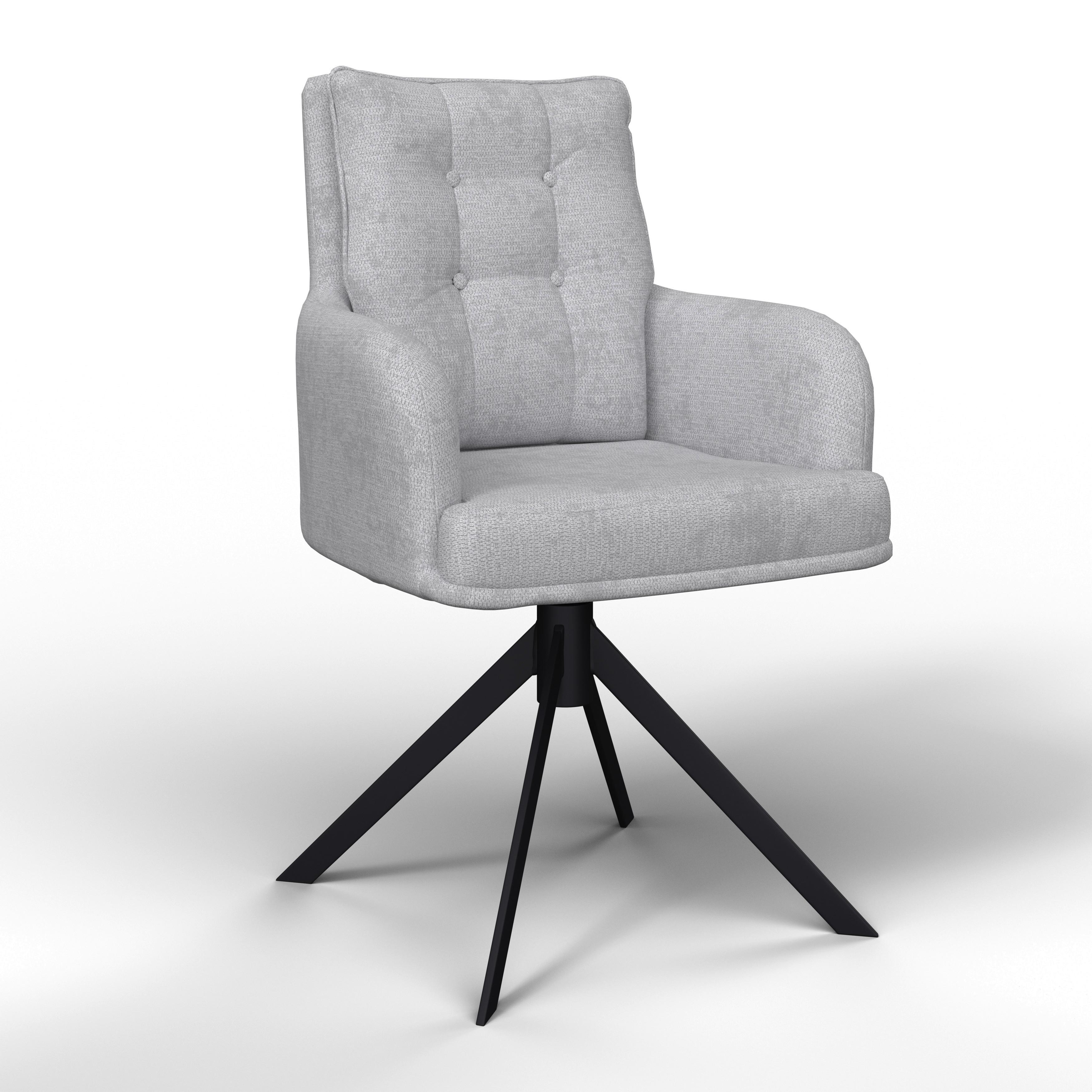 Židle s područkami MARIETTA, světle šedá - černá/světle šedá, Moderní, kov/textil (66/90/60cm) - Bessagi Home