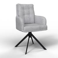 Stolička s podrúčkami MARIETTA, svetlosivá - čierna/svetlosivá, Modern, kov/drevo (66/90/60cm) - Bessagi Home