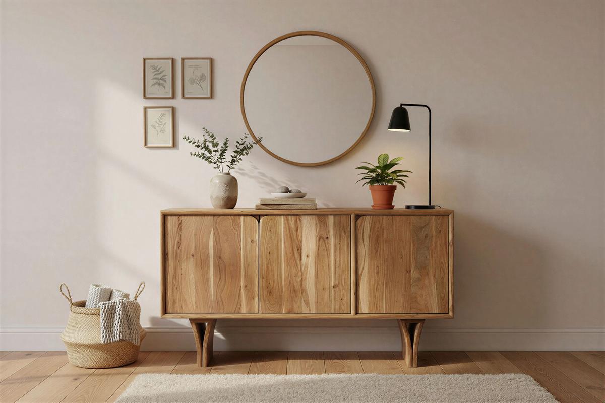 Sideboard Akazie B: 145cm - Naturfarben, Design, Holz (145/80/71cm) - MID.YOU