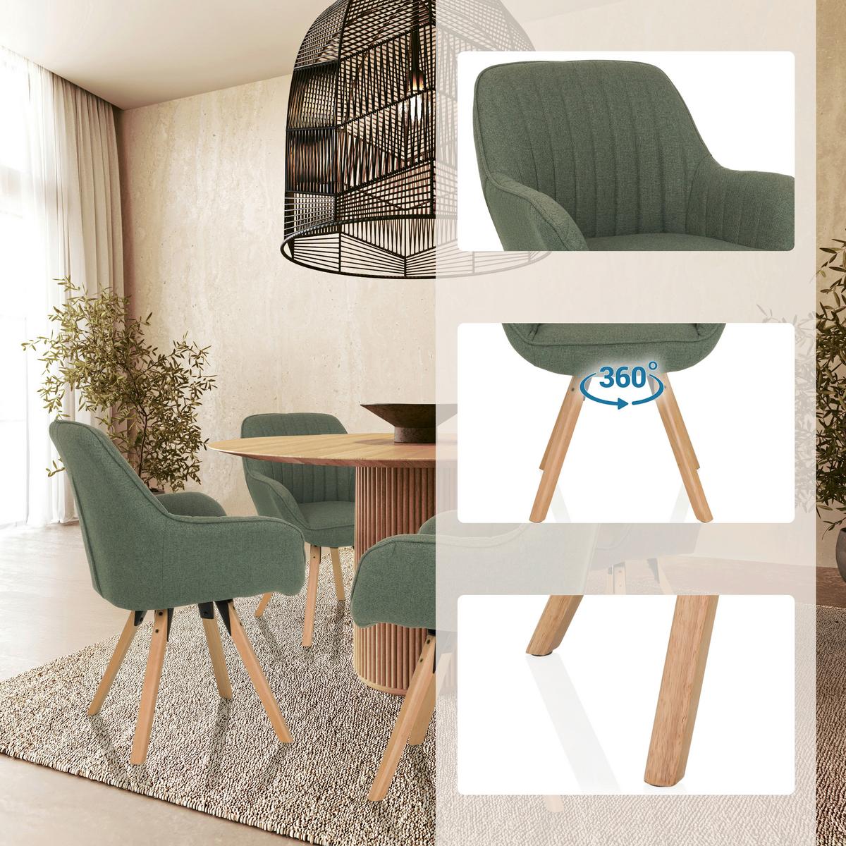Armlehnstuhl Scandi Ted Mintgrau B: 56 cm - Mintgrau/Buchefarben, MODERN, Holz/Textil (56/84/62cm) - MID.YOU