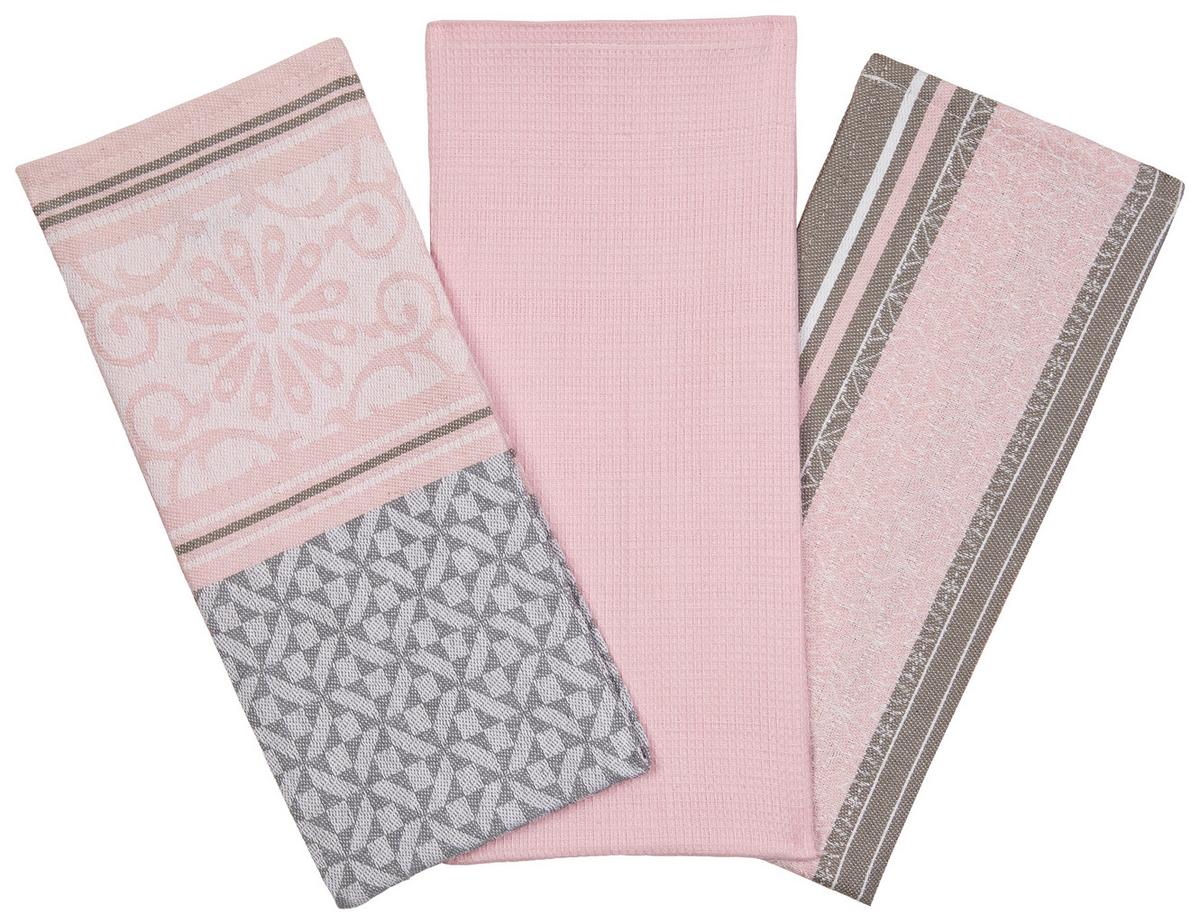 Geschirrtuch Alexia - 3er Pack - Rosa, MODERN, Textil (40/60cm) - Luca Bessoni