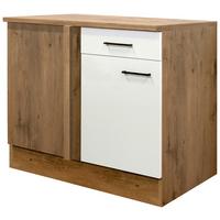 Rohová spodní skříňka AVILA - barvy dubu/černá, Konvenční, kov/kompozitní dřevo (110/85/57cm) - FlexWell