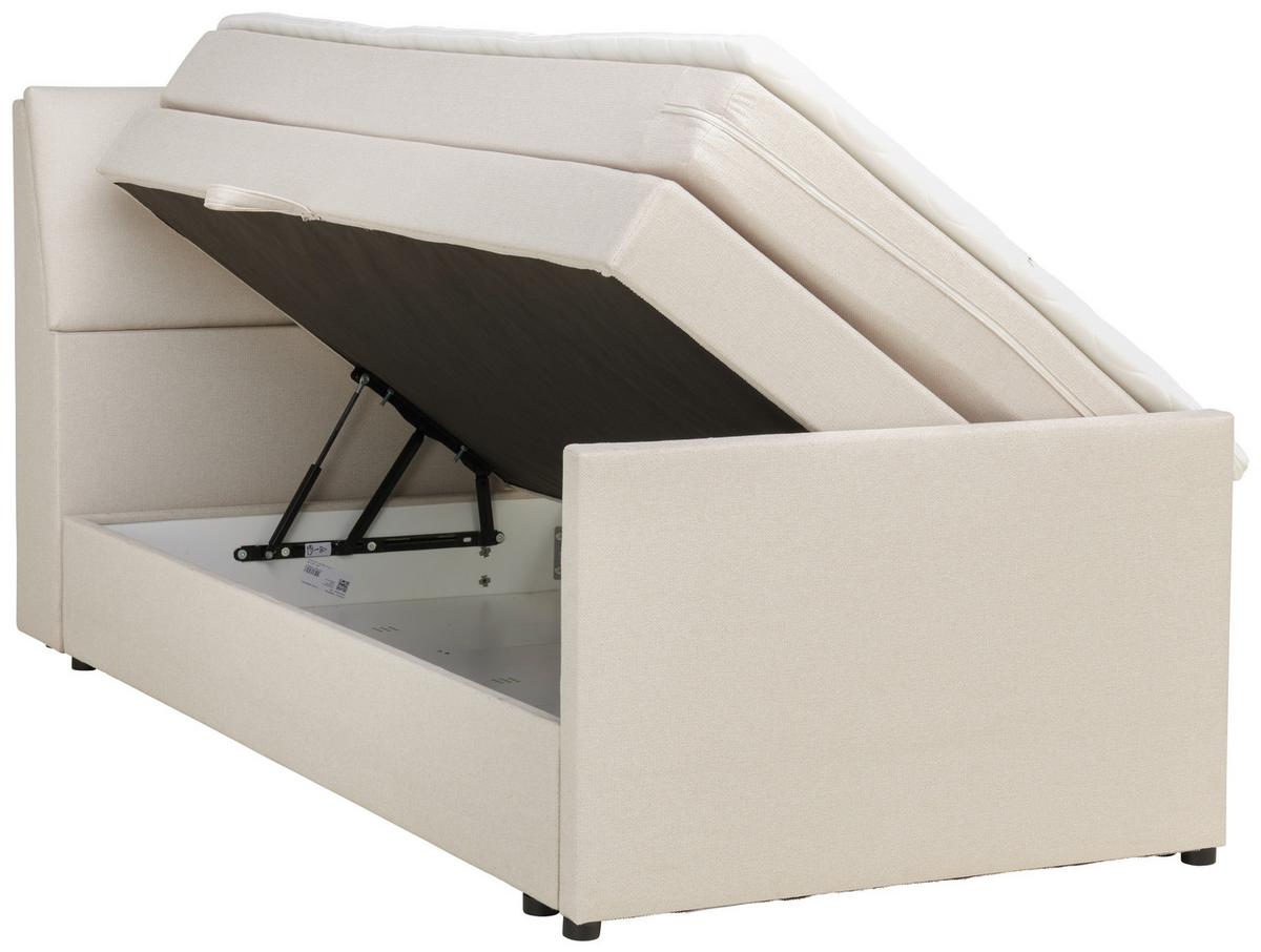 Boxspringbett mit Bettkasten Nida 100x200 cm Creme - Creme/Schwarz, MODERN, Holz/Textil (100/200cm) - MID.YOU