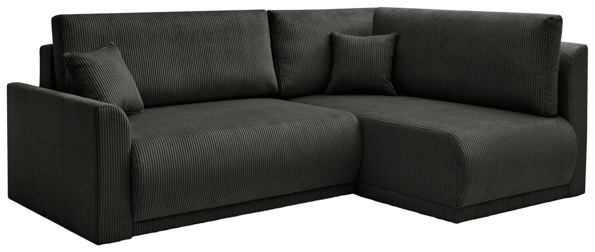 Rohová sedačka KIM L160, oboustr.,černý manšestr - černá, Moderní, dřevo/textil (233/160cm)