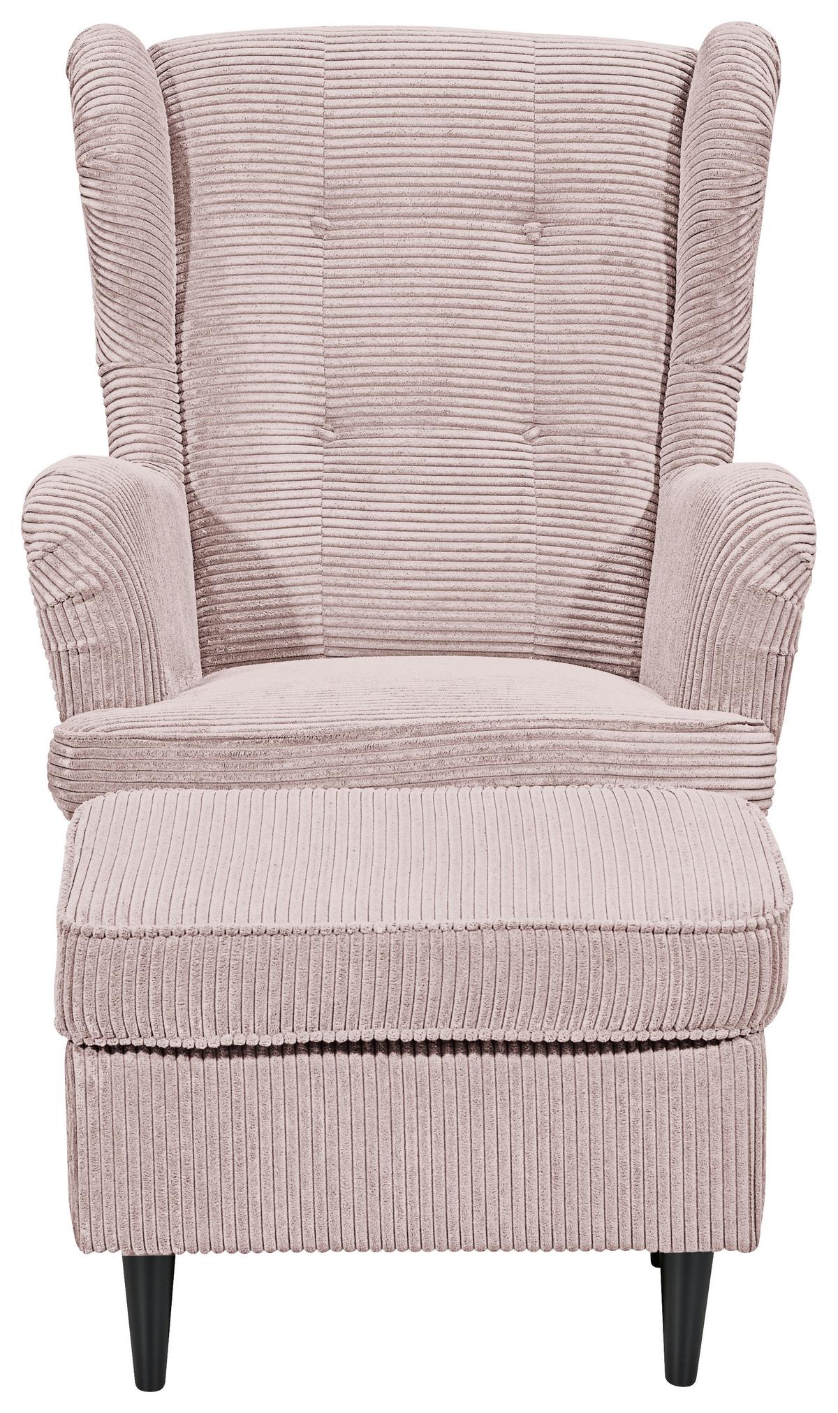 Ohrensessel Oskar Rosa B: 78 cm - Schwarz/Rosa, Basics, Textil (78/102/98cm) - MID.YOU
