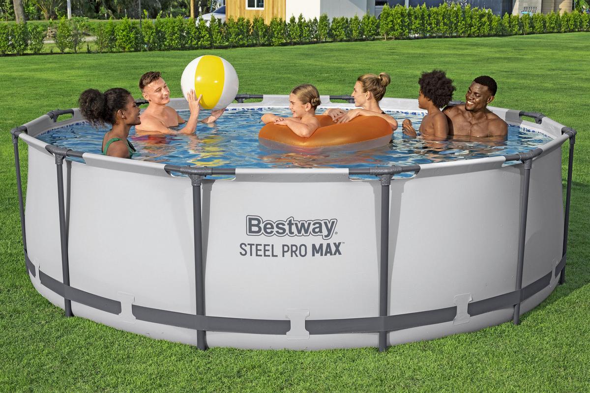 Pool Martina - Blau/Hellgrau, KONVENTIONELL, Kunststoff/Metall (366/122cm) - Bestway