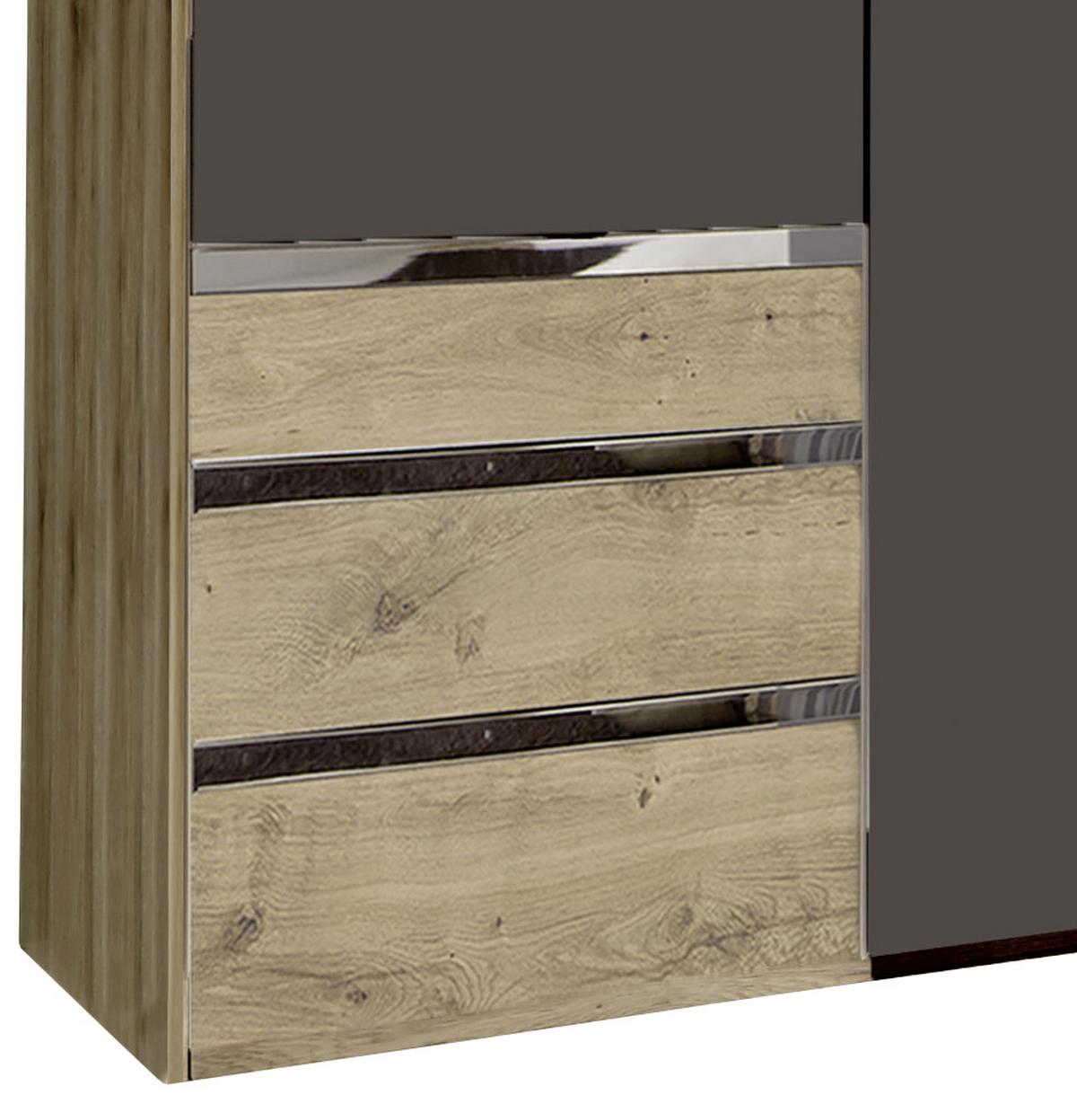 Drehtürenschrank Mit Laden 200cm Level 36a, Graphit/eiche - Eichefarben/Graphitfarben, MODERN, Holzwerkstoff (200/216/58cm) - MID.YOU
