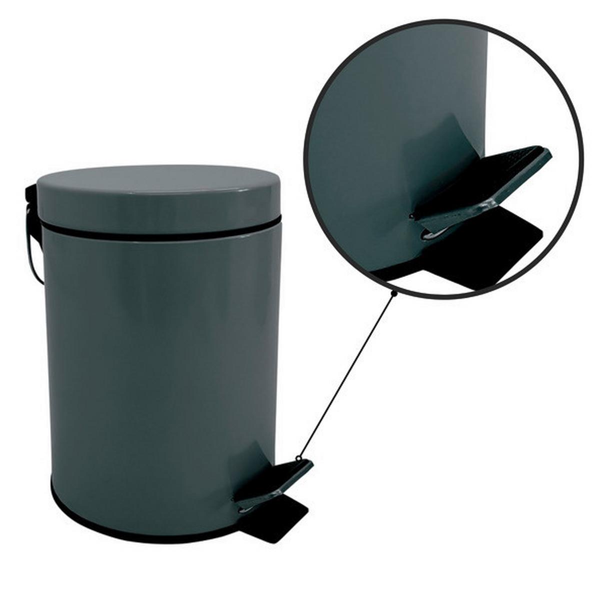 Kosmetikeimer Unis 3l Dunkelgrau Metall Dxh 17x25 - Dunkelgrau/Schwarz, Basics, Kunststoff/Metall (17/25cm)