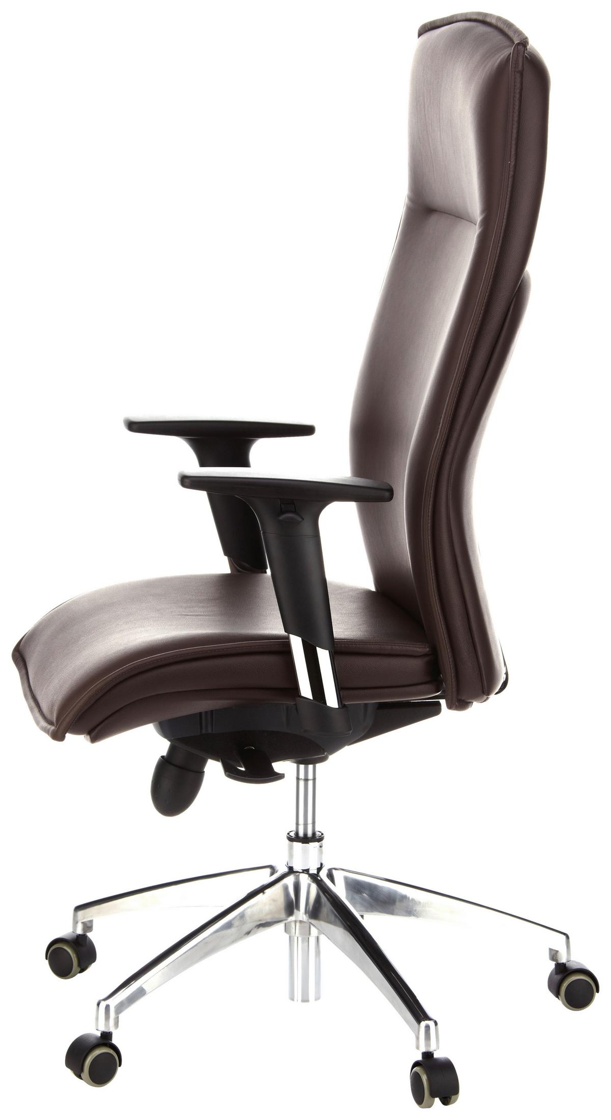 Drehstuhl Murano 20 Dunkelbraun - Dunkelbraun/Alufarben, MODERN, Leder/Kunststoff (59/133/52cm) - MID.YOU